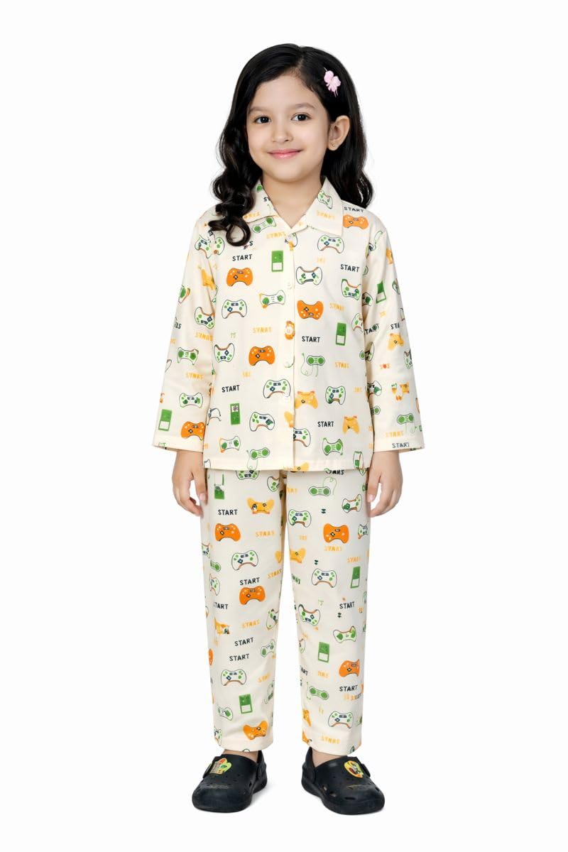BORNLOV Kids Pajama Set, Start Print, Yellow, Long Sleeve Shirt and Pants, Girls Sleepwear (4 Years5 Years)
