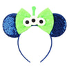 Jiahang Green Monster Mouse Ears Headband Sequin Et Bow, Halloween Gilltering Costume Festival Hair Band, Party Decoration Photo