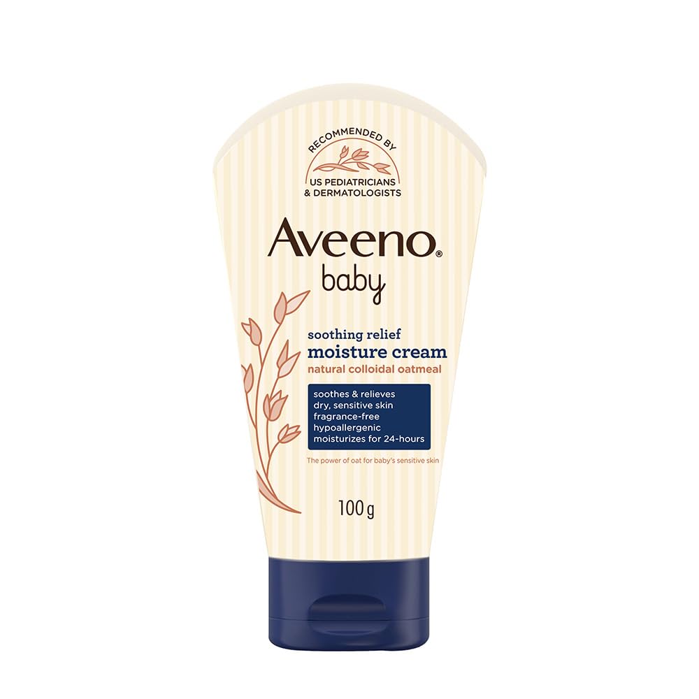 Aveeno Baby Soothing Relief Moisture Cream 140G | 24-Hour Protection For Dry, Itchy Or Sensitive Skin | Natural Oat Extract | Fr