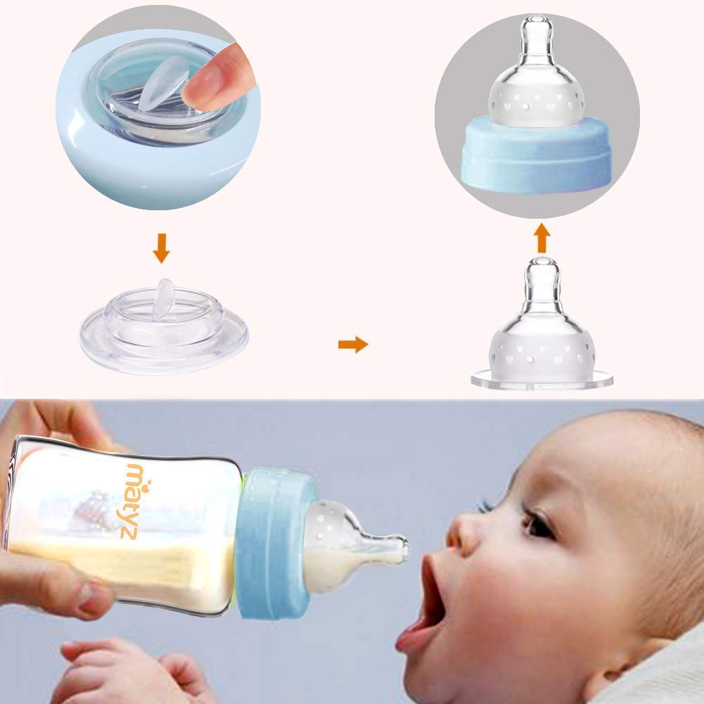 Matyz Glass Breastmilk Storage Bottles, 4 Pack, 8 Oz, Sturdy Glass Bottle For Milk Freezing And Baby Feeding - Large Pumping Bot