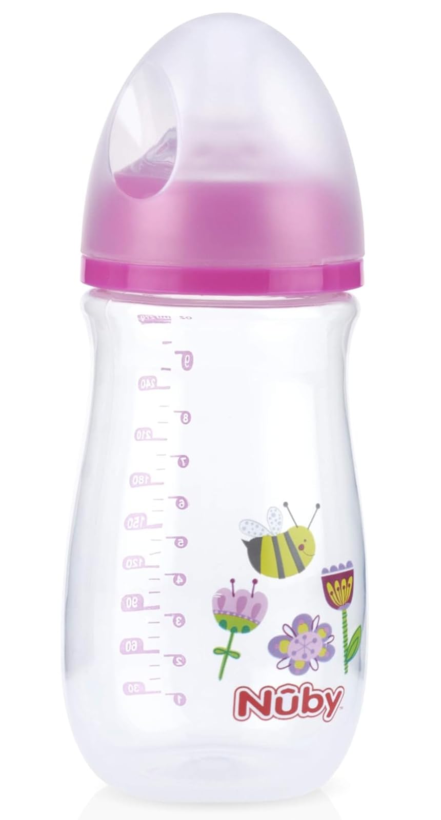 Nuby Wide Neck Bottle with Anti-Colic Air System 1 Count (Pink)