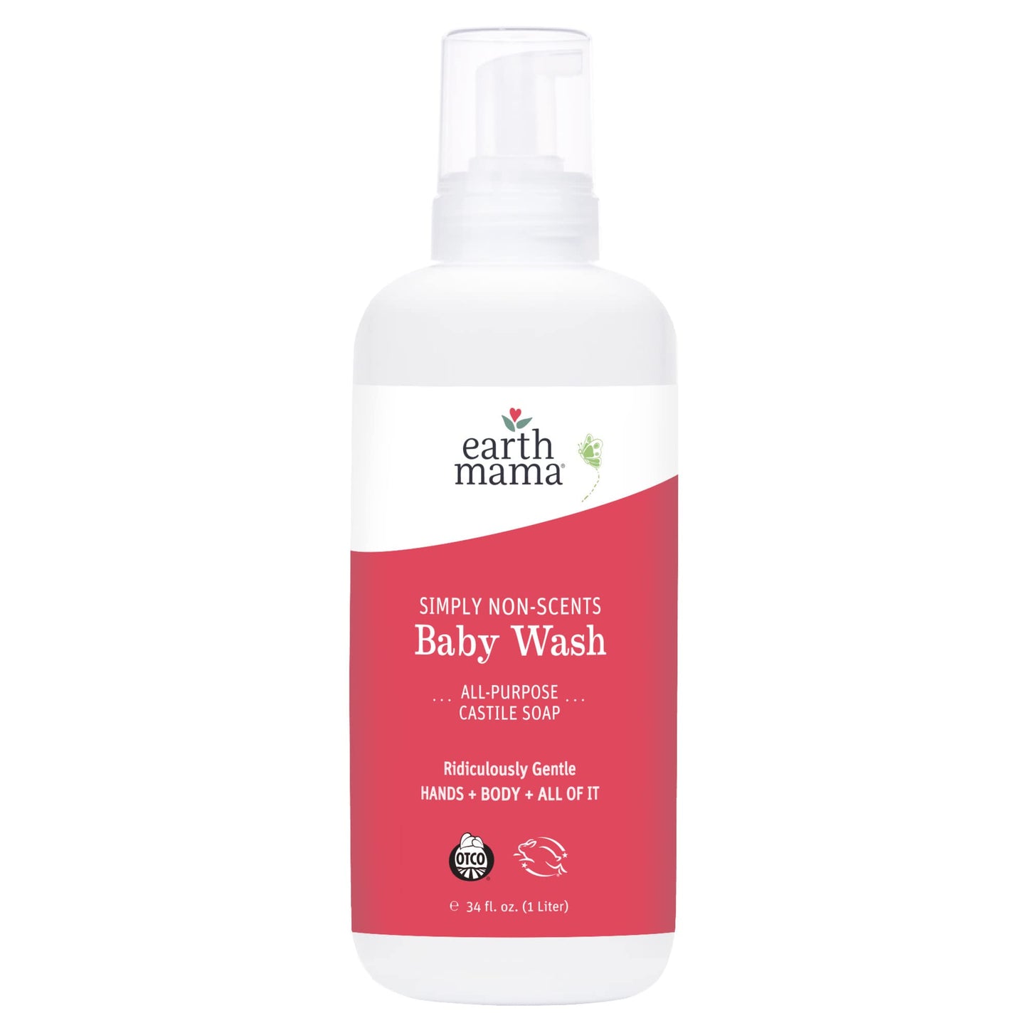 Earth Mama Baby Wash With Gentle Castile Soap, Simply Non-Scents, 34-Fluid Ounce