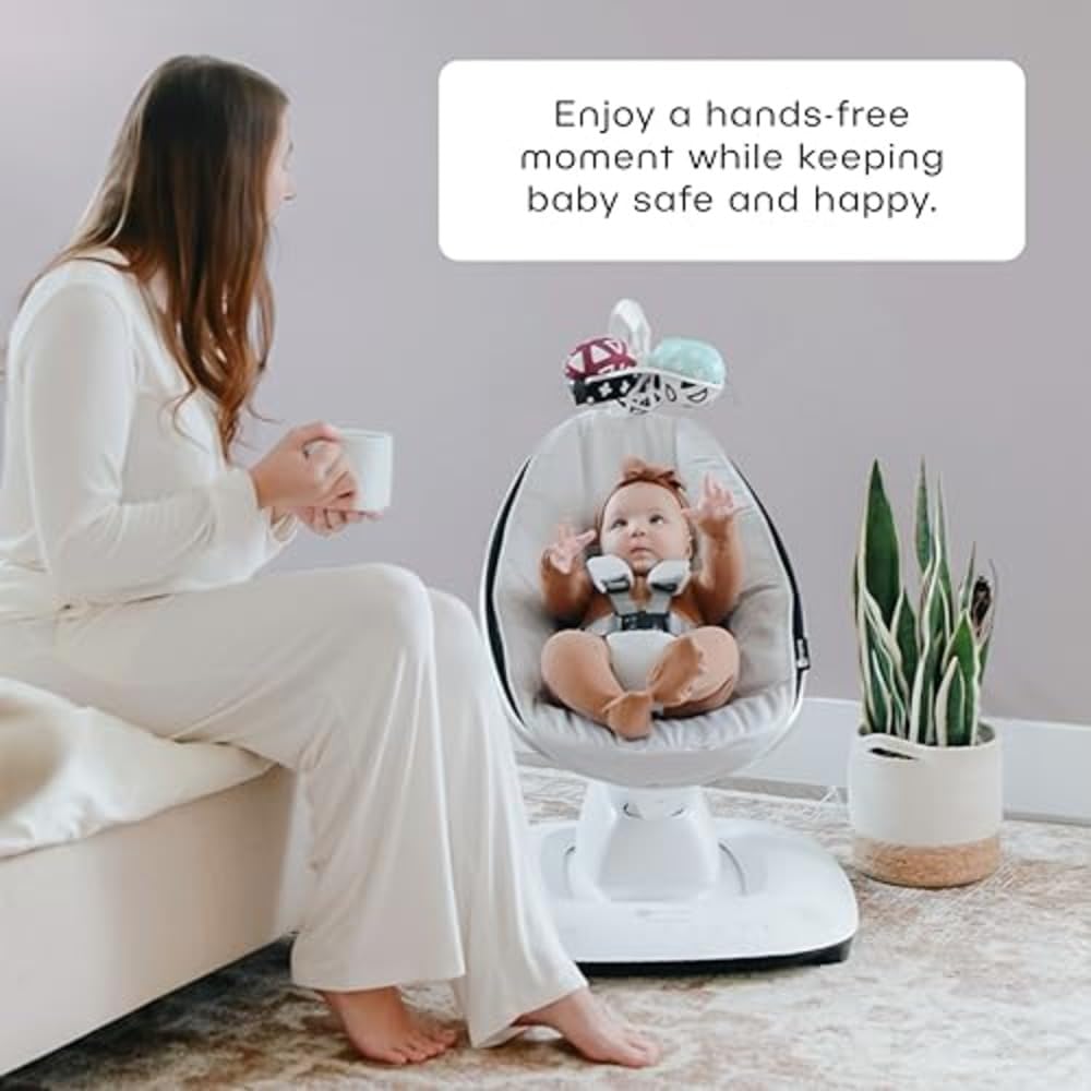 4Moms Mamaroo Multi-Motion Baby Swing, Bluetooth Enabled With 5 Unique Motions, Grey