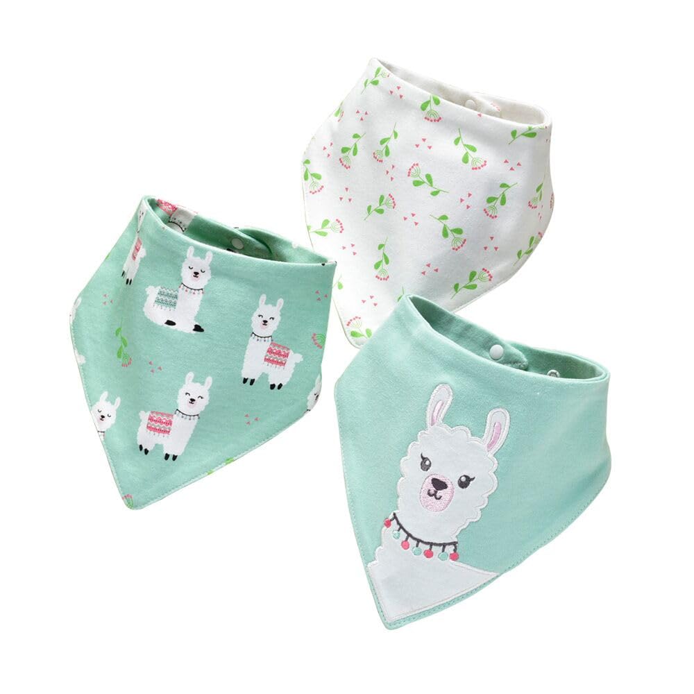 Jn&Lulu 3 Pack Newborn Baby Bibs Bandana Drool Bibs For Drooling Cotton Baby Gifts (Sheep)