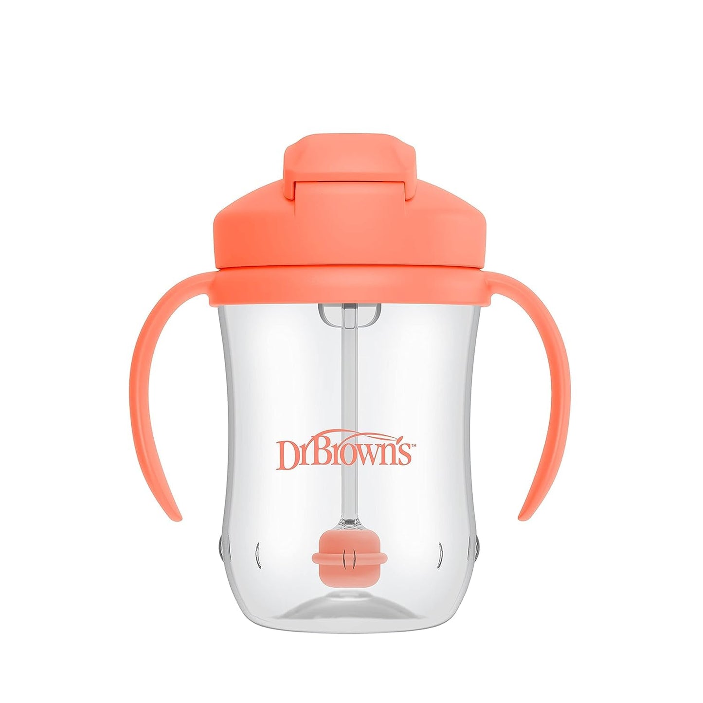 Dr. Browns Milestones Babys First Straw Cup, Training Cup with Weighted Straw, 9oz/270mL, Coral, BPA Free, 6m+