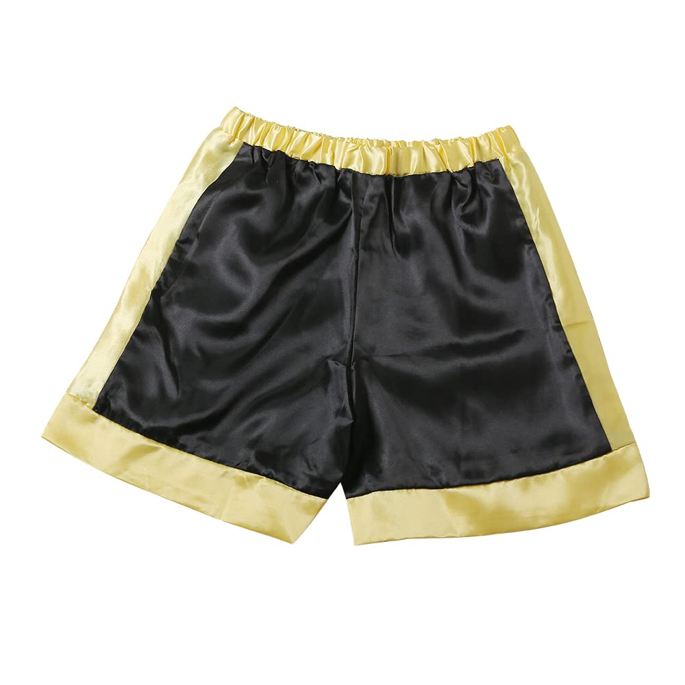 Aswtz Child'S Italian Stallion Boxing Costume Robe With Shorts And Cloak Hooded Halloween Cosplay For Kids (Medium Black)