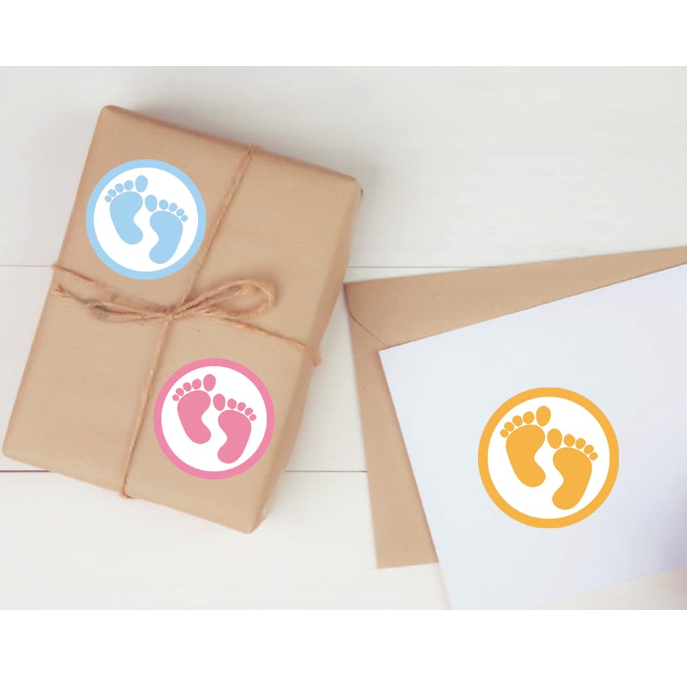 Baby Shower,Birthday Party Favor Stickers,Thank You For Celebrating Stickers,1.5 Inch Baby Footprint Envelope Seals For Invitati