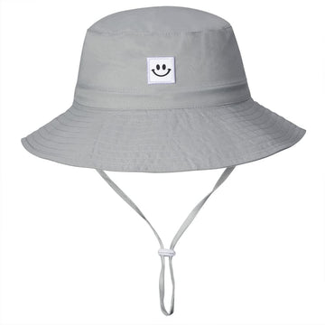 Baby Sun Hat Toddler Bucket Hat For Boys 2-7 Years Smile Face Grey