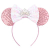 Foeran Mouse Ears Headbands Shiny Bows Mouse Ears Glitter Party Princess Decoration Cosplay Costume For Girls Women (Pearl Crown