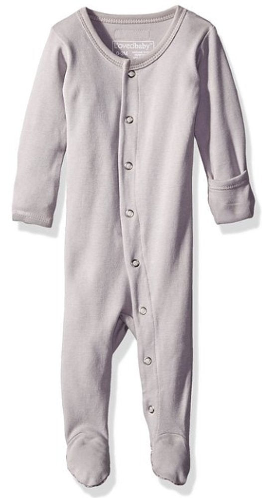 L'Ovedbaby Unisex-Baby Organic Cotton Footed Overall (0-3 Months, Light Gray)
