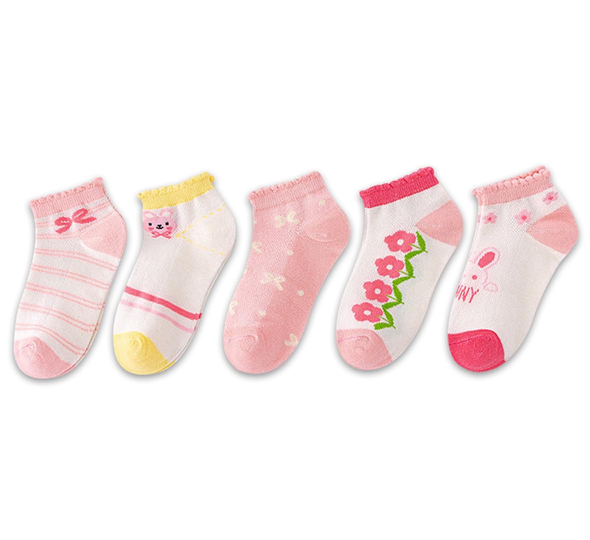 Syga 5 Pairs Baby Girl & Baby Boy Socks, Toddlers Infant Cotton Stretch Crew Socks With Tiny Rabit Design, Suitable For 9 Months