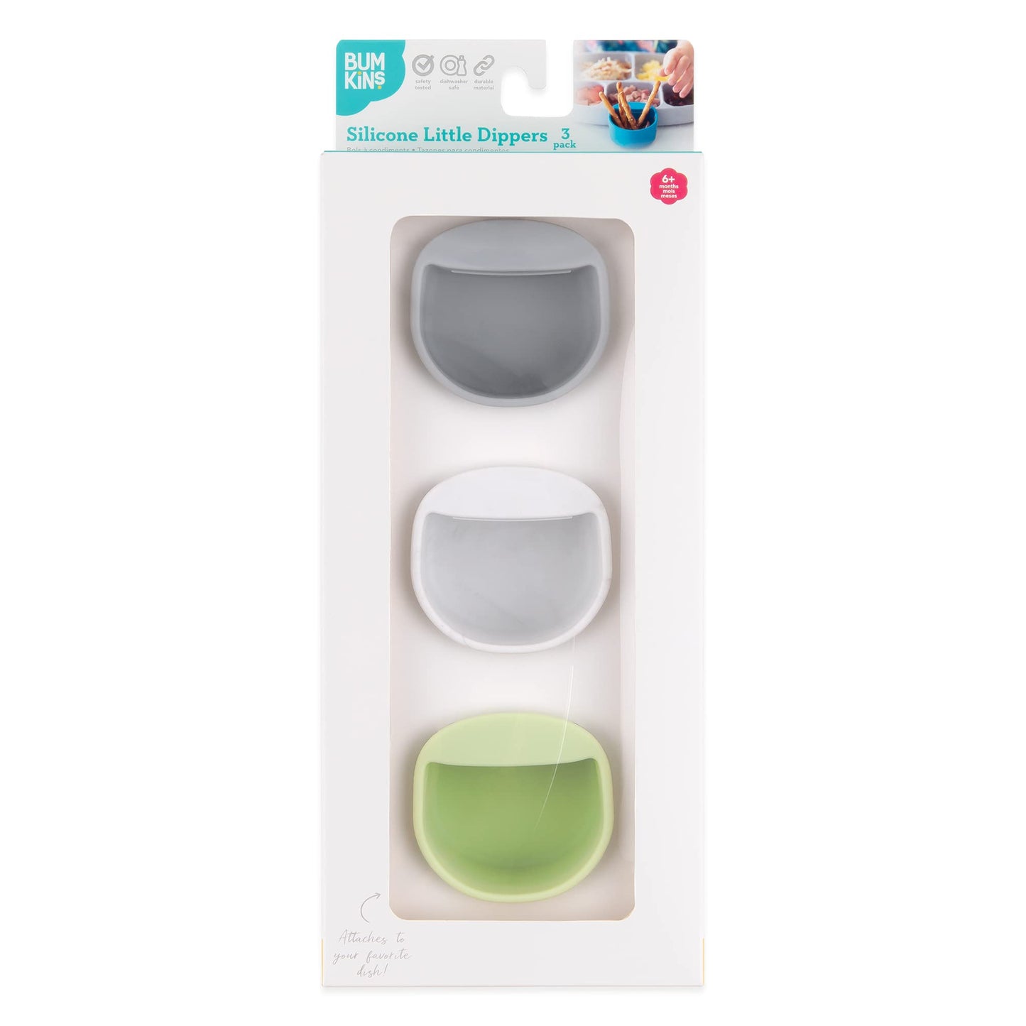 Bumkins Baby Silicone Little Dippers, Attaches To Bowls, Dishes And Plates, Sauce Cup, Holds Condiments, Dip, Puree, Toppings, B