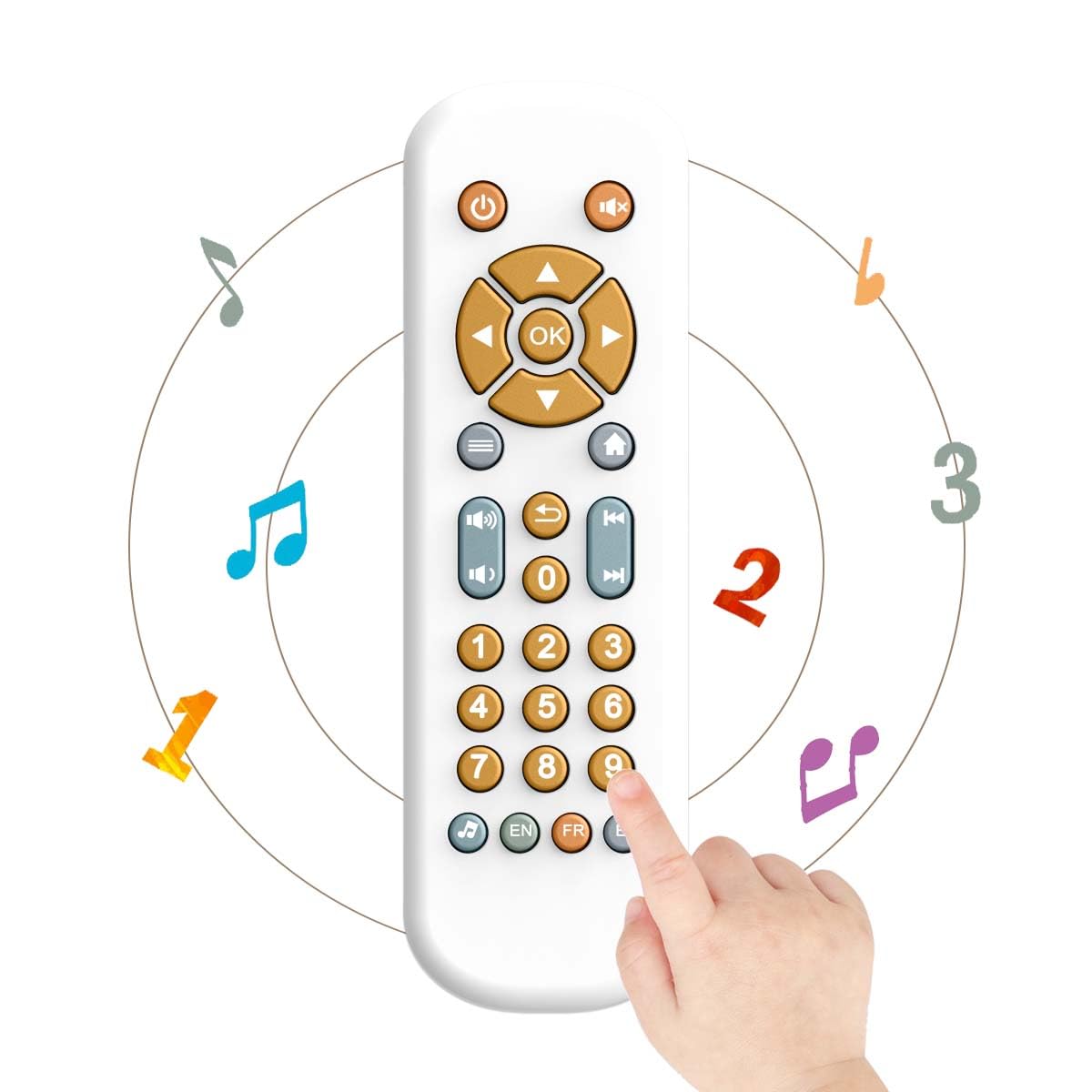 KOESMG Baby TV Remote Control Toy with Light and Sound, Early Educational Music Toy with English/French/Spanish, Gift Toy for 6