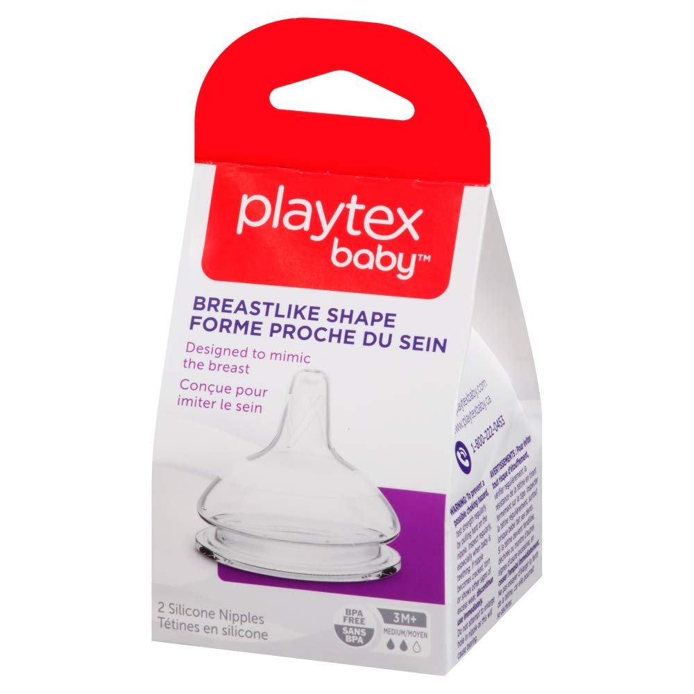 Playtex Breast-Like Nipple, Medium Flow, 2-Count