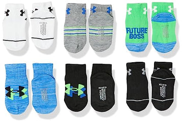 Under Armour Boys Multi Pack Future Boss Essential Quarter Sock, Green, 4/6