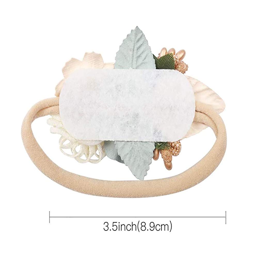 Pabobit Baby Girl Flower Nylon Headband-Elastic Hair Band Handmade Bow For Newborn Infant Toddler Pack Of 3 (Multicoloured)