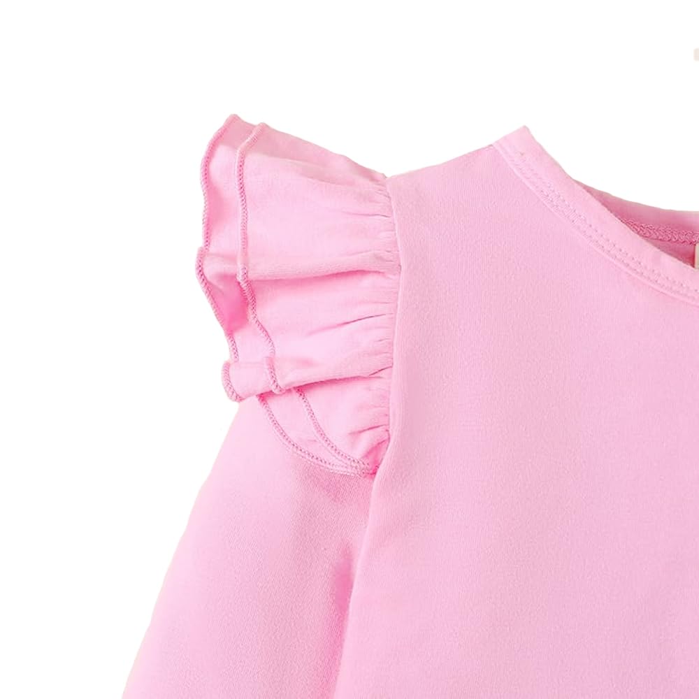 Cm-Kid Valentine 'S Day Girl Long Sleeve Shirts Baby Sweet Heart Sweatshirt Kids Pink Crewneck Pullover Shirt Top 6-7 Years