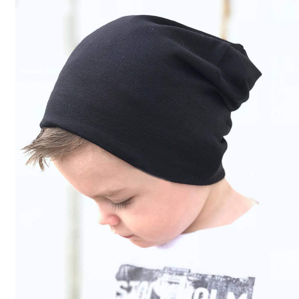 Simleshine Toddler Cotton Beanies For Boys Baby Warm Slouchy Skullcap Hats Toddler Beanie Knit Caps Black,Deep Gray