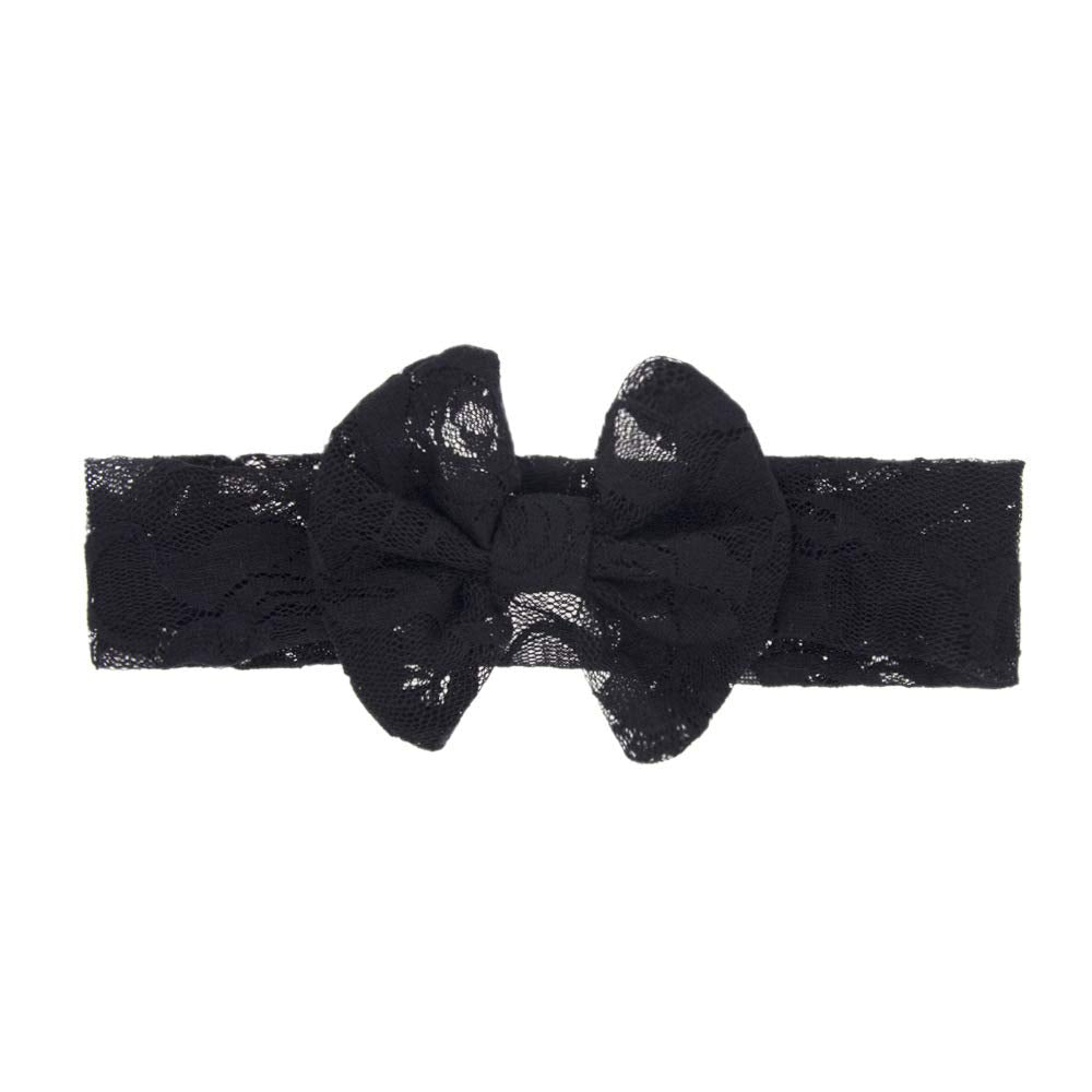 Black Lace Baby Headband Black Hair Bow Band Baby Black Lace Bow Baby Headwear Bbg06 (Black Lace Bow)