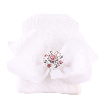 Aijian Newborn Hospital Hat Infant Baby Hat Cap With Big Bow Soft Cute Knot Nursery Beanie (3 Pack Bow Knit Rhinestone Ribbon/ 0