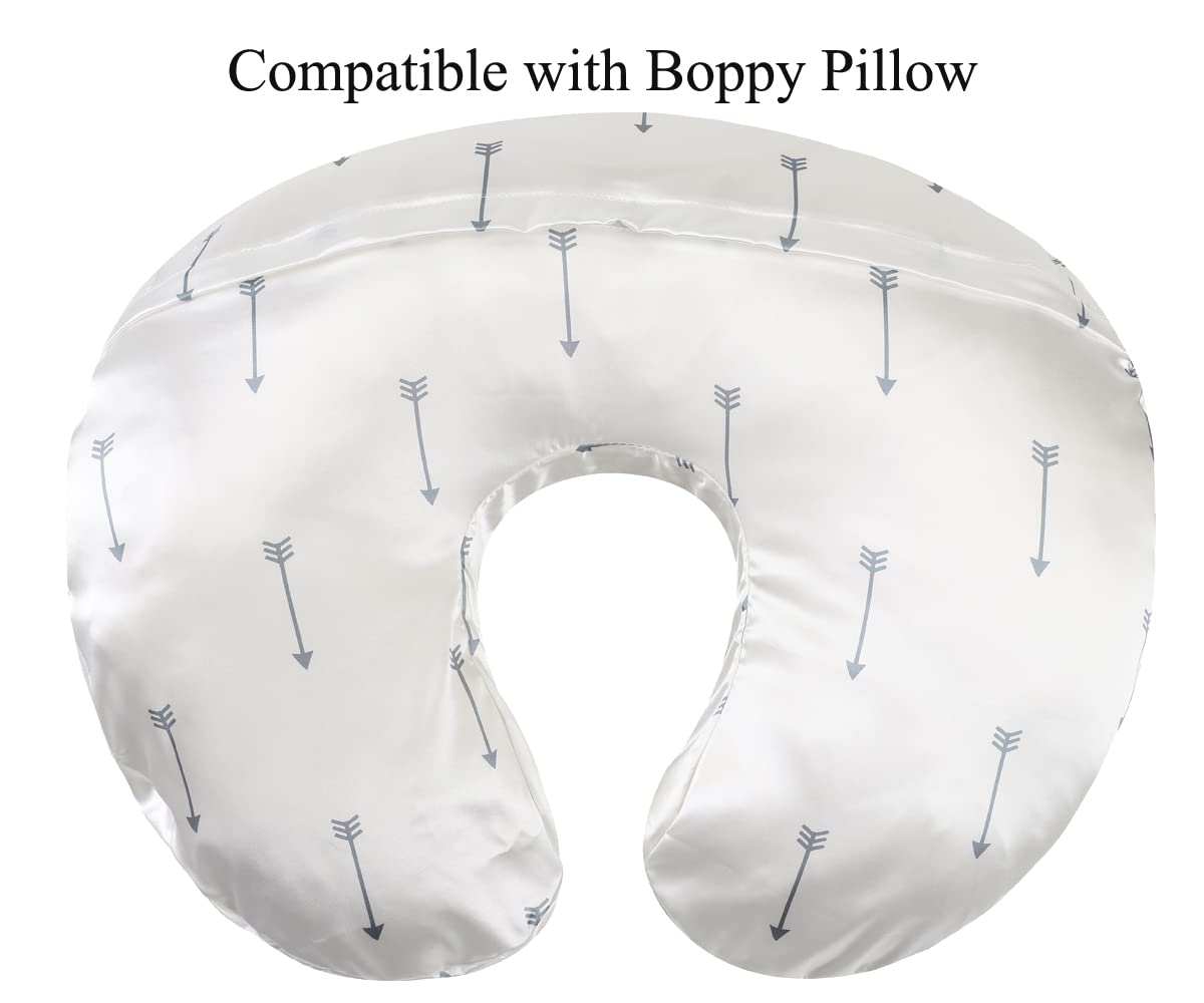Satin Nursing Pillow Cover Set 2 Pack Ultra Soft Silk Compatible With Boppy Pillow For Breastfeeding Pillow Protect For Baby Hai