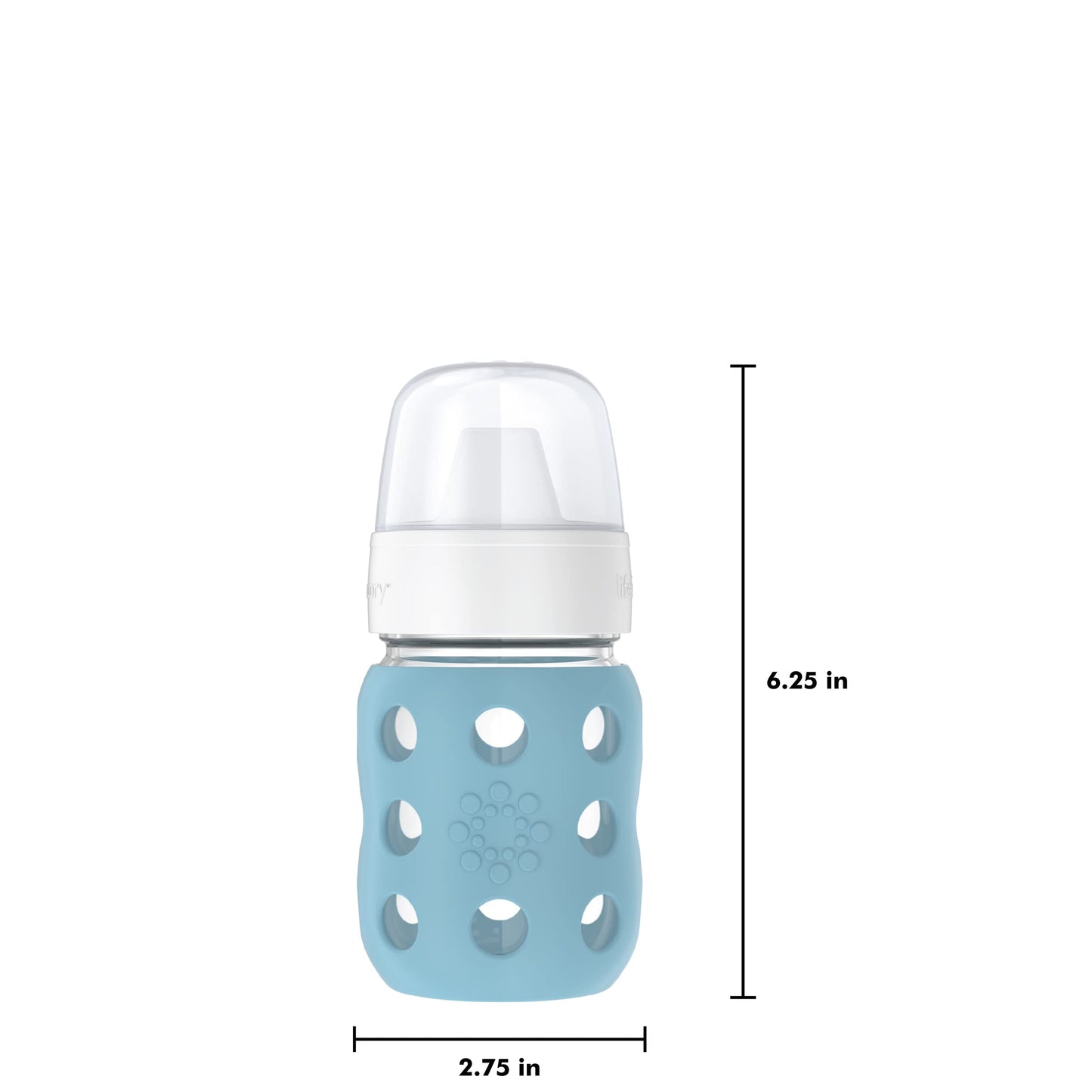 Lifefactory 8-Ounce Wide Neck Glass Baby Bottle With Protective Silicone Sleeve And Hard Sippy Spout, Denim (Lg2221Wde4)