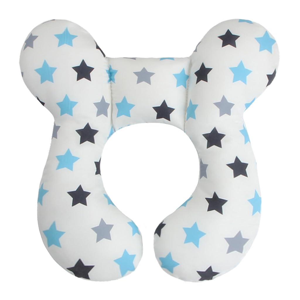 Kakiblin Baby Support Pillow, Baby Travel Pillow For Head And Neck, Baby Neck Pillows For Car Seat,Pushchair,Travel (White Star)