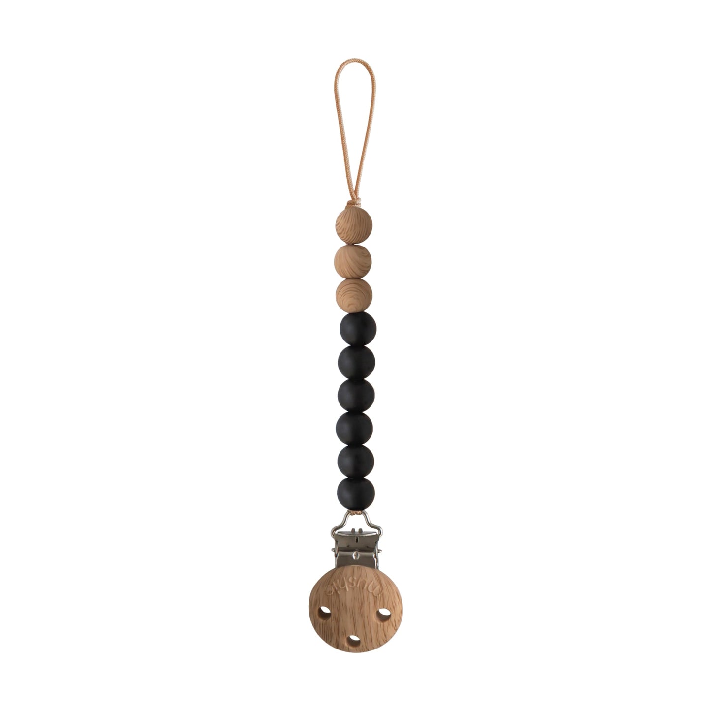 mushie 100% Silicone Baby Pacifier Clip BPA Free | Eva (Black)
