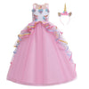 Fmyfwy Unicorn Costume For Girls Birthday Pageant Party Dress Halloween Christmas Sleeveless Long Tulle Ball Gown W/Headband Pin