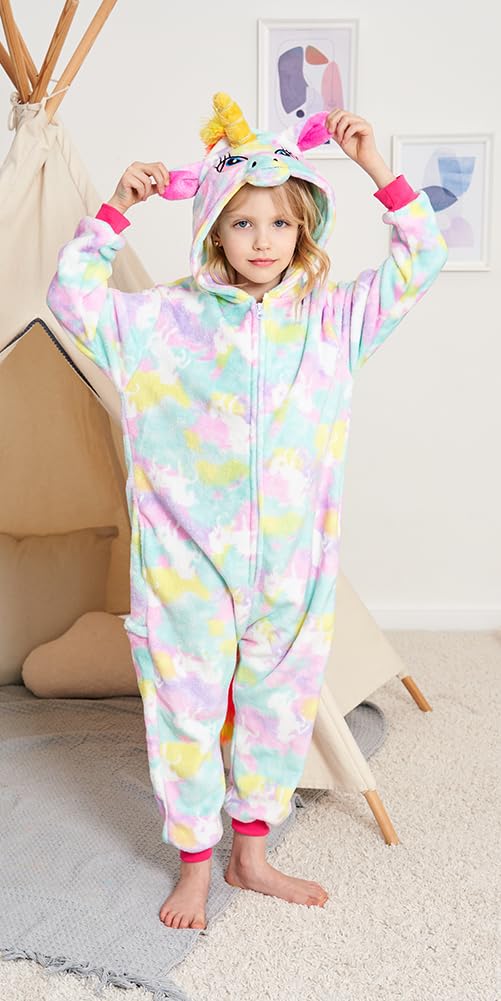 Riverchan Kids Unicorn Onesie Animal Pajamas Halloween Costume (6-8Year)