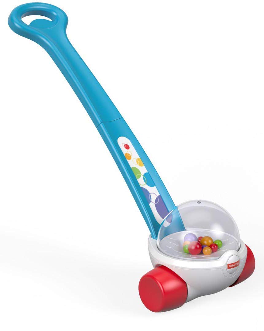 Fisher-Price Corn Popper Baby Toy, Toddler Push Toy with Ball-Popping Action for 1 Year Old and Up, 2-Piece Assembly, Blue