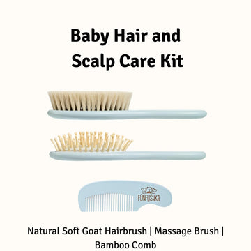 Funfushka Wooden Baby Hair Brush And Comb Set For Newborns - Baby Soft Goat Bristle & Comb For Gentle Scalp Care - Perfect Regis