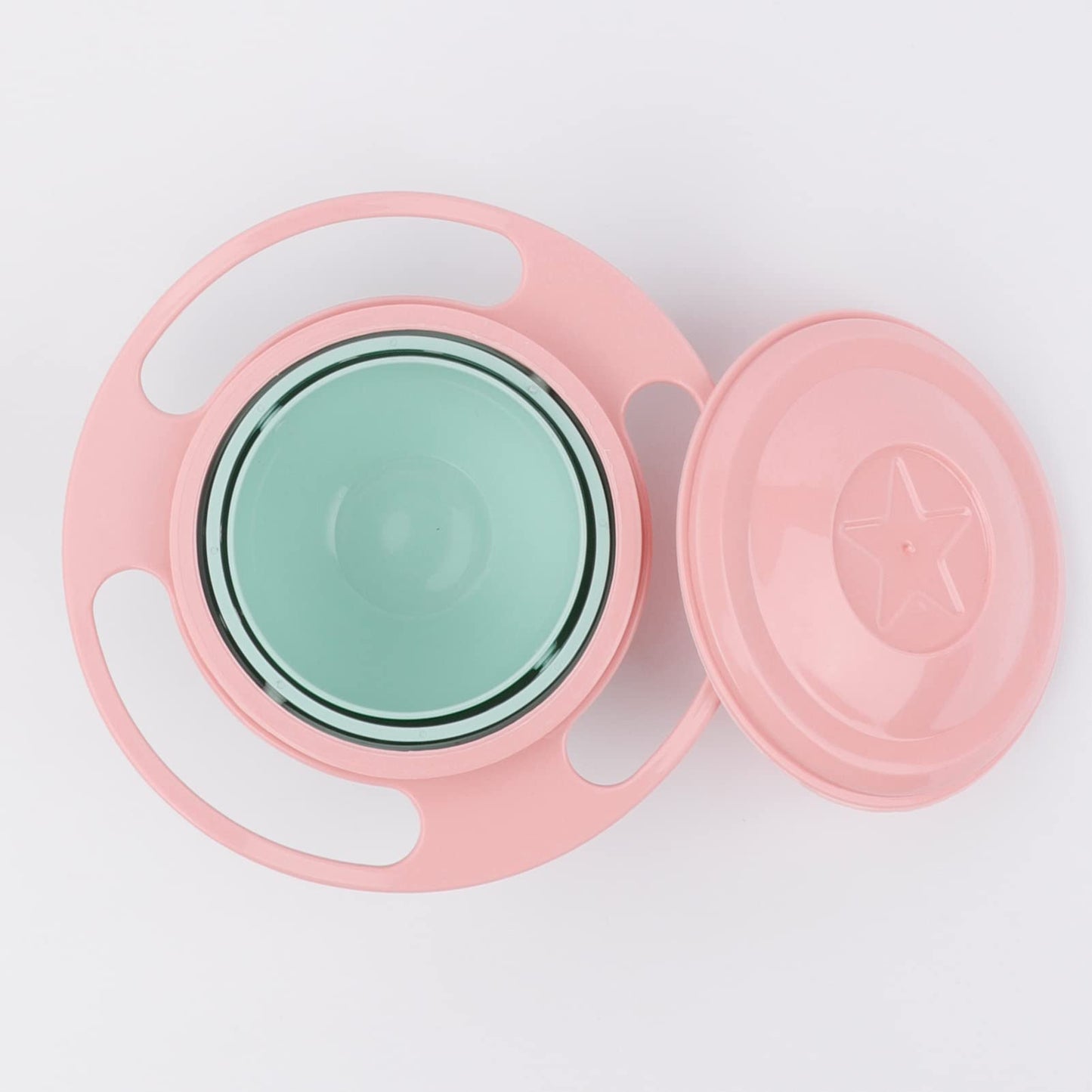 Song Qing Magic Gyro Bowl 360 Degree Rotate Spill-Proof Bowls With Lid Plastic Creative Dishes Practice Feeding Bowls