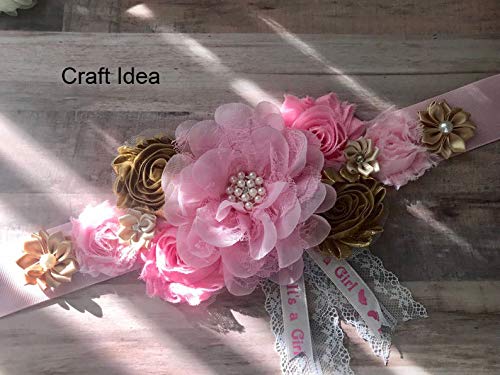 Yycraft 10Pcs Pink Chiffon Flower For Girls Headband Baby Flowers Bows,Crafts,Party Decoration(3'-4.5')