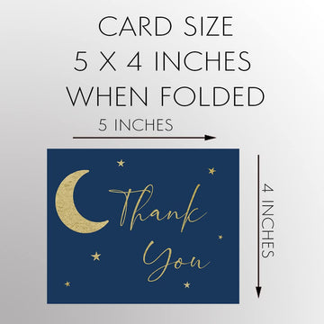 Twinkle Little Star Thank You Cards Star And Moon Over The Moon Theme Folding Notes Greeting Cards Navy Blue Gold Glitter Design