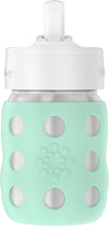 Lifefactory 8-Ounce Stainless-Steel Vacuum-Insulated Wide-Neck Baby Bottle With Straw Cap, Mint, Ls2241Wmi4