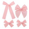 3 Styles Hair Bow Clips for Little Girls Toddler Baby Mom Women Hair Barrettes Accessories 4 Pcs Cotton Linen Bows Peach Pink