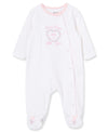 Little Me Baby Girls Side Snap Footie, Pink Print, 6 Months Us