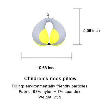 Moob Kids Travel Pillow For Car Seat Kids U-Shape Travel Neck Pillow Support Children Stroller Pillow Grey Yellow