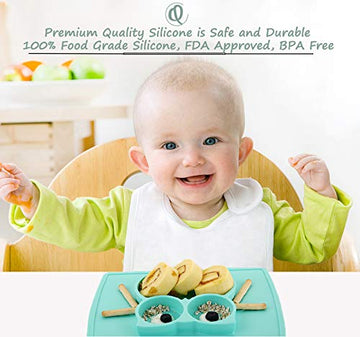 Qshare Toddler Plate, Portable Baby Plate For Toddlers And Kids, Bpa-Free Strong Suction Plates For Toddlers, Dishwasher And Mic