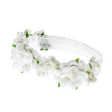 Love Sweety Baby Girls Flower Headband Rose Floral Headpiece For Birthday Festival Photo Prop (White)