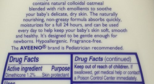Aveeno Baby Daily Moisture Lotion, Fragrance Free, 12 Ounce (Pack Of 2)