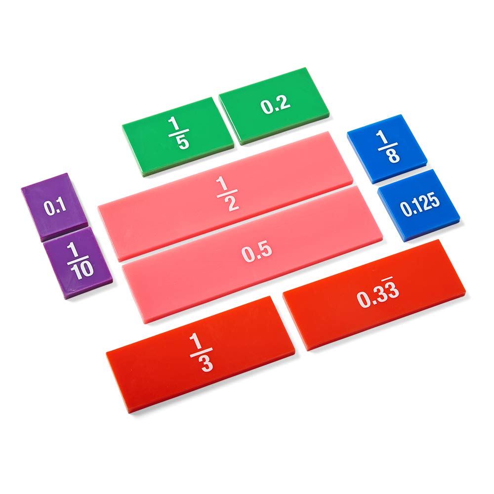hand2mind Plastic Double-Sided Decimal and Fraction Tiles, Montessori Math Materials, Fraction Manipulatives, Unit Fraction, Fra
