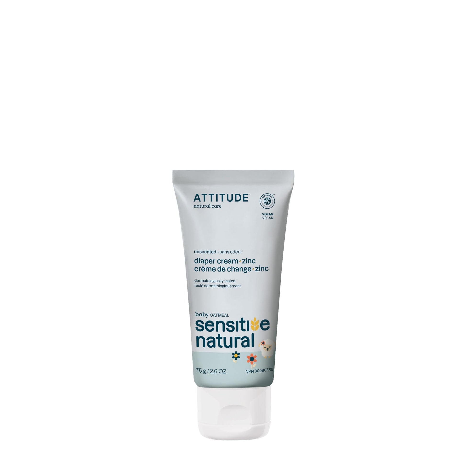 Attitude Diaper Cream With Zinc & Oatmeal For Baby With Sensitive Skin, Unscented, Plant & Mineral-Based, Dermatologically Teste