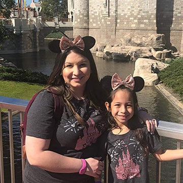 Clgift Rose Gold Minnie Ears, Iridescent Minnie Ears, Silver Gold Blue Minnie Ears, Rainbow Sparkle Mouse Ears,Classic Red Sequi