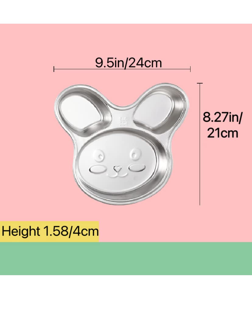 Stainless Steel Children Dinner Plate Divided Meal Tray Sections Dinner Dish For Babies, Toddlers And Kids Eating Tray Easter Bu