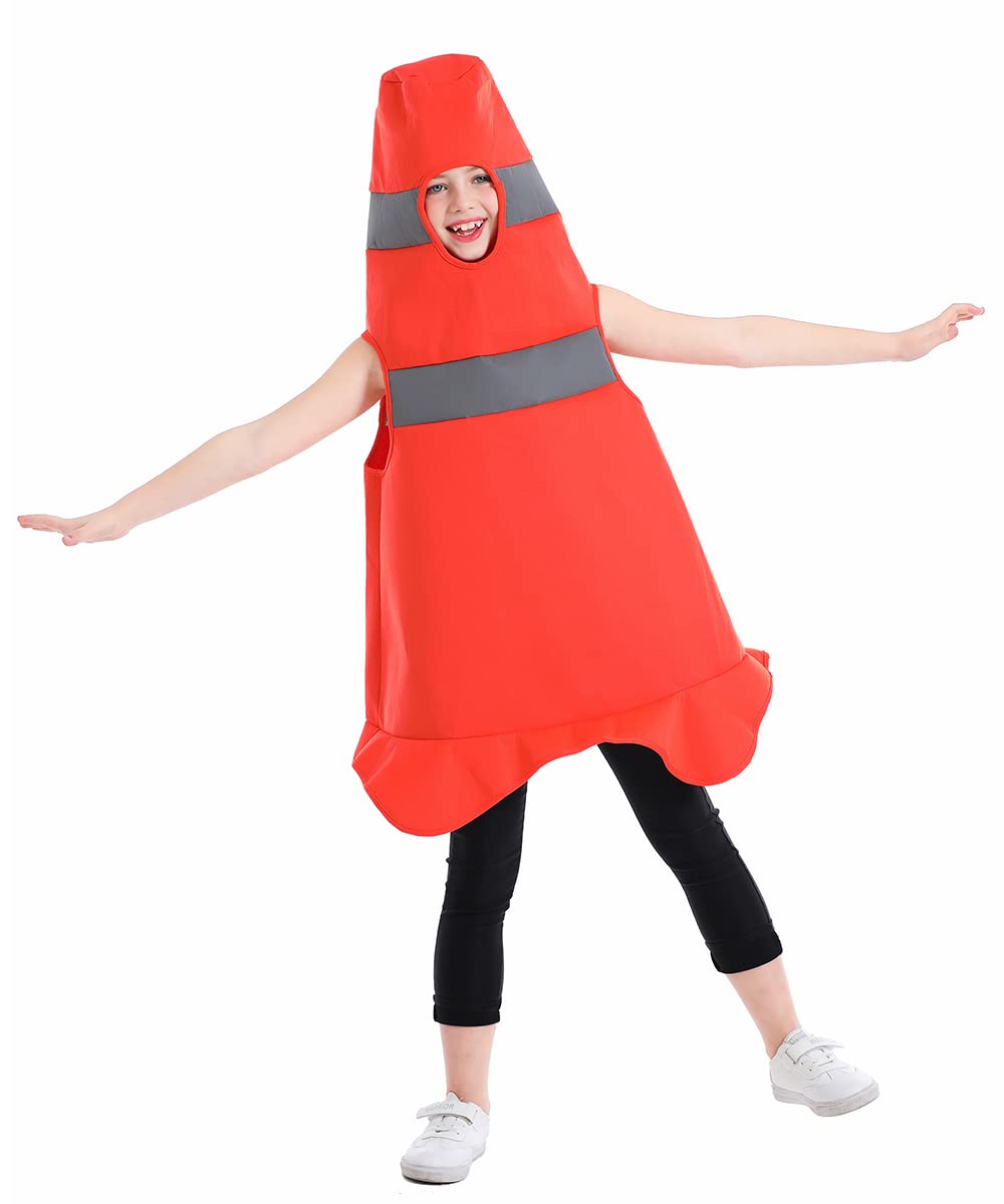Seasons Child Construction Cone Costume, Halloween Costume For 8-10 Years Kids