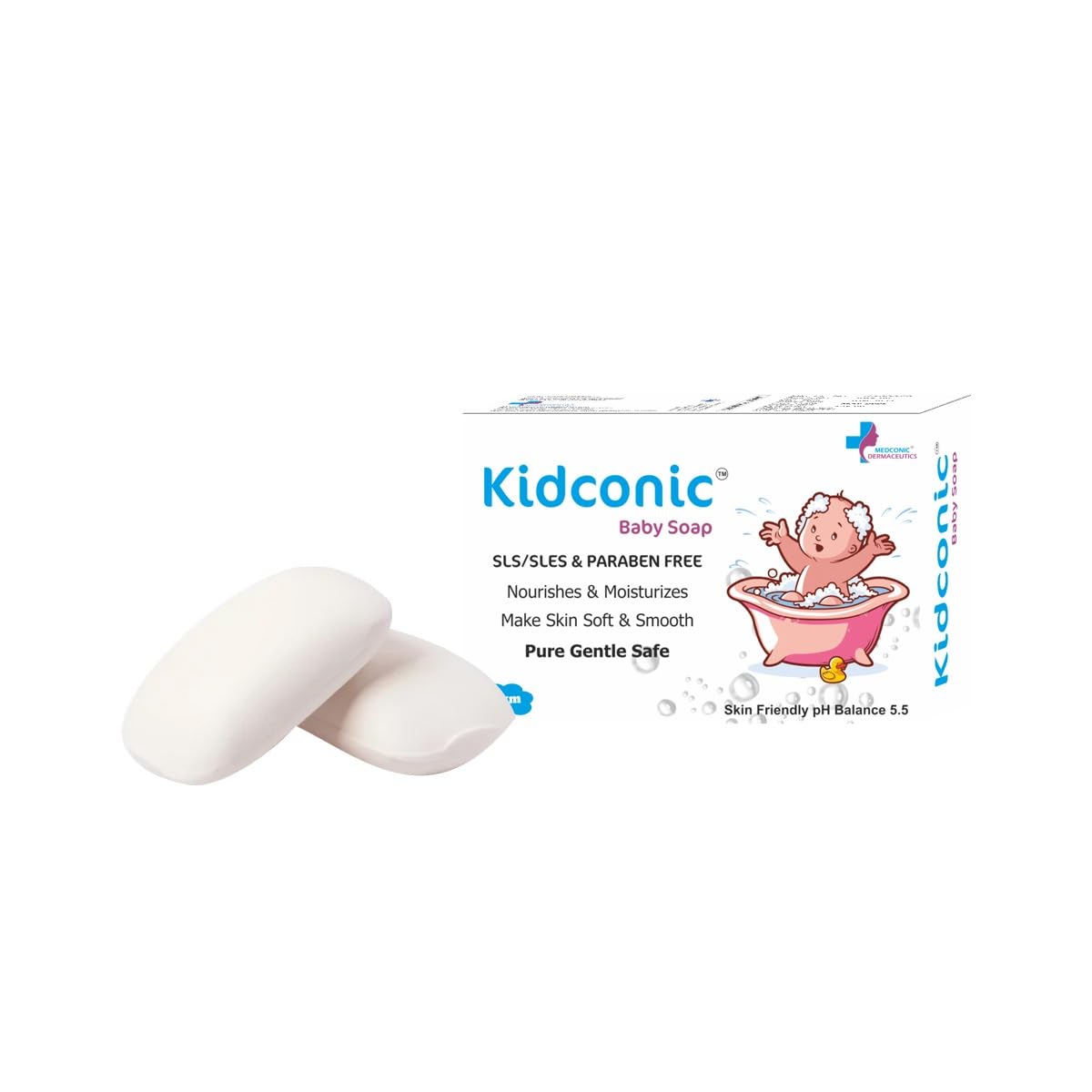 Medconic Dermaceutics Kidconic Baby Soap Gentle Baby Soap With Almond Oil, Jojoba Oil & Vitamin E | Protects, Softens & Nouris