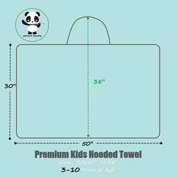 Hiphop Panda Hooded Towel For Kids - Viscose Derived From Bamboo, 30 X 50 Inch Large Size For 3-10 Yrs - Premium Kids Bath Towel