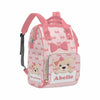 Artsadd Personalized Diaper Bag Backpack With Name, Customized Pink Bow Tie Nappy Backpack With Thermal Pockets Multifunction Sh
